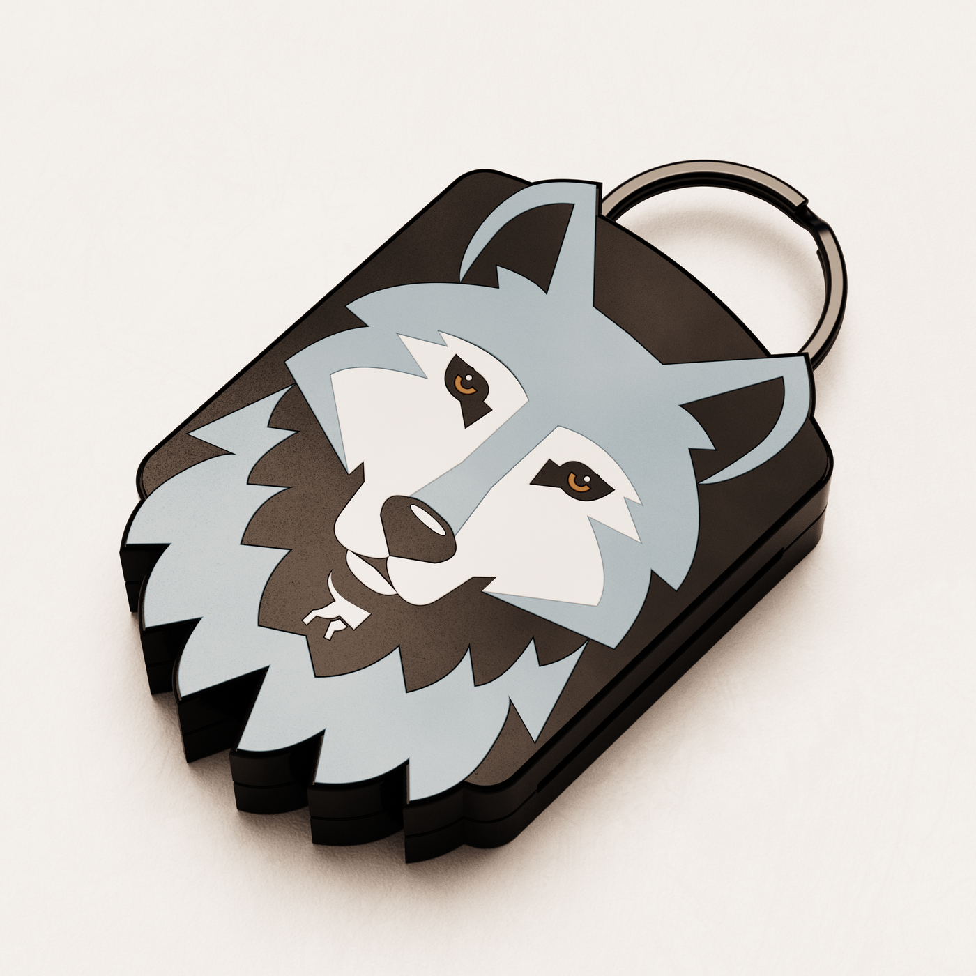 Wolf AirTag QR Dog ID Tag