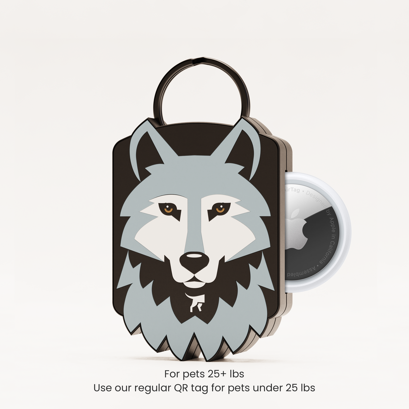 Wolf AirTag QR Dog ID Tag