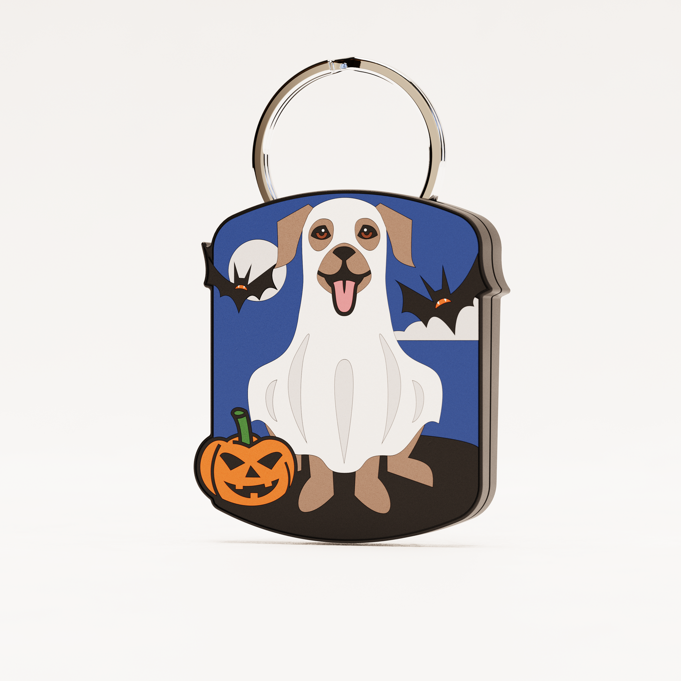 👻 Halloween Ghost QR Dog ID Tag