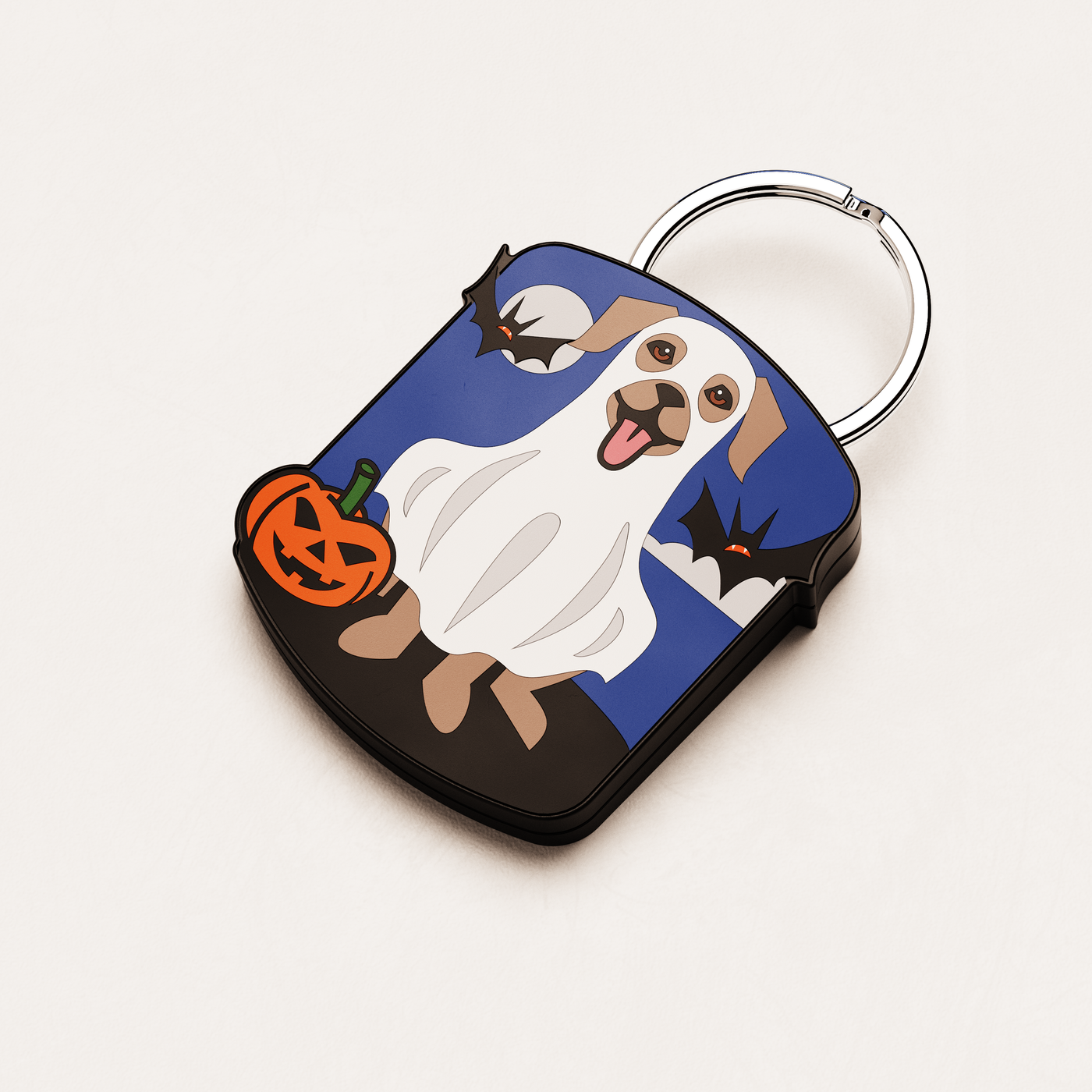 👻 Halloween Ghost QR Dog ID Tag