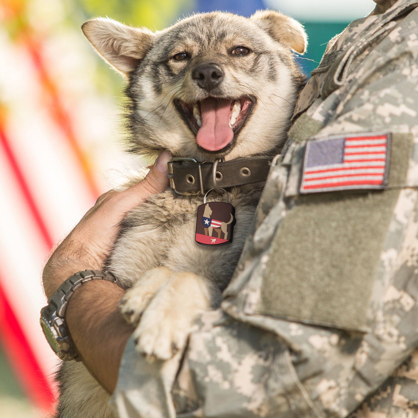 Patriot AirTag QR Dog ID Tag